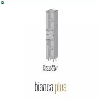   Bianca Plus 30 magas szekrény 2 ajtóval, 2 fiókkal, magasfényű fehér színben, jobbos