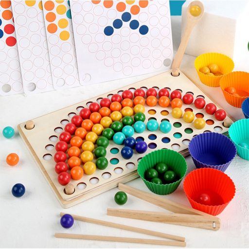 Szivárványos golyó mozaik kirakó Montessori fajáték