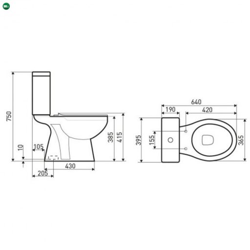 C-CLEAR monoblokkos WC alsó kifolyással ülőkével