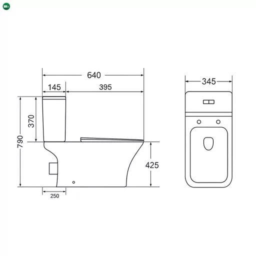Nile monoblokkos kompakt WC hátsó kifolyással soft close ülőkével