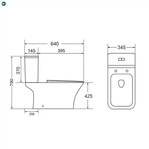 Nile monoblokkos kompakt WC alsó kifolyással soft close ülőkével