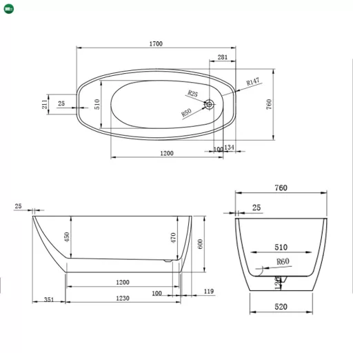 Riva szabadon álló fürdőkád