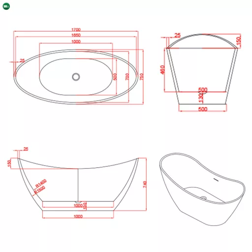 Lago szabadon álló fürdőkád