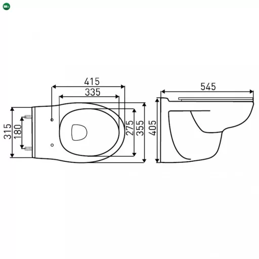 DORIS fali rimless WC soft close ülőkével