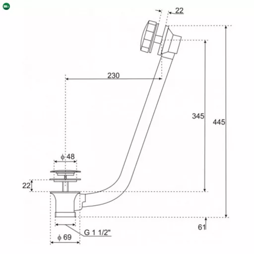 DREEMPCH MOS kád túlfolyó szifon, króm színben