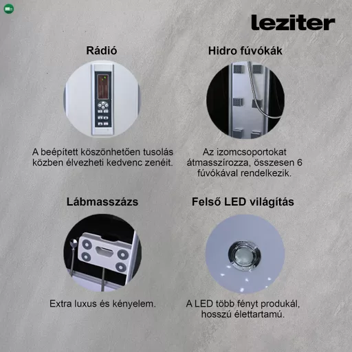 Mila hidromasszázs zuhanykabin - fekete