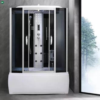   Emilia 85x150 cm hidromasszázs kádkabin elektronikával Black