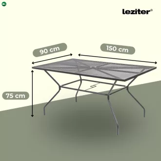 Melfi fém mesh kerti asztal 150x90x75 cm