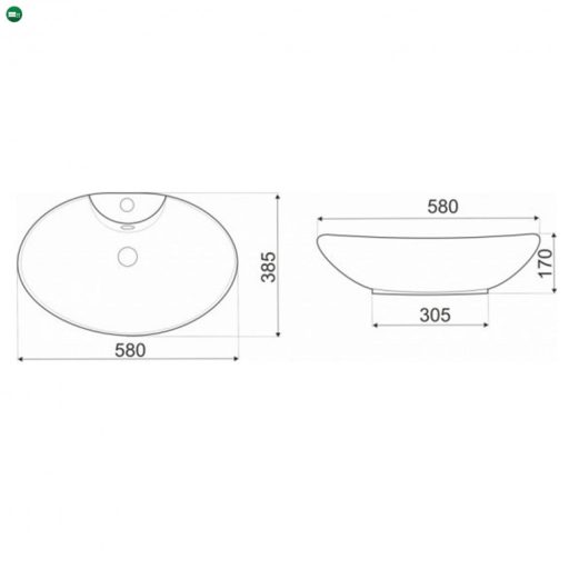 KR-139 kerámia design mosdó 58x38 cm, fényes fehér