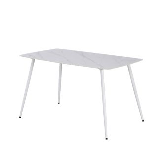   Bora 140 cm szögletes szinterezett kő étkezőasztal fehér