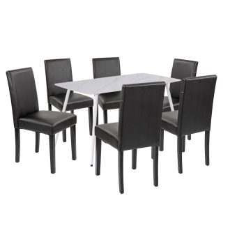 Megan 6+1 étkező garnitúra fehér-fekete