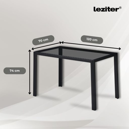 Clara 120 cm szögletes üveg étkezőasztal fekete