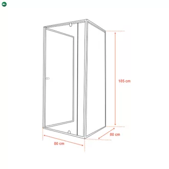   Flexi 80x80 cm falsíkra szerelhető szögletes zuhanykabin zuhanytálca nélkül