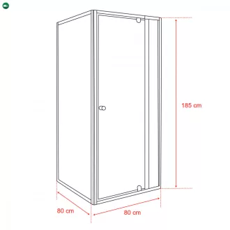   Flexi 80x80 cm sarokba szerelhető szögletes zuhanykabin zuhanytálca nélkül