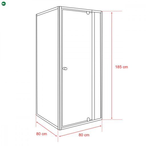 Flexi 80x80 cm sarokba szerelhető szögletes zuhanykabin zuhanytálca nélkül
