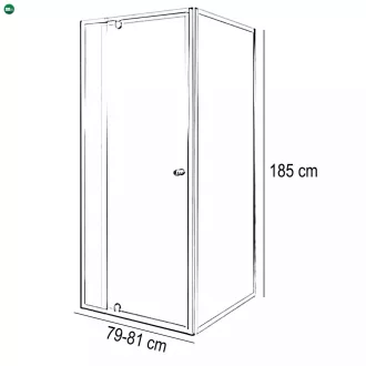   Flexi 80x90 cm sarokba szerelhető aszimmetrikus zuhanykabin zuhanytálca nélkül