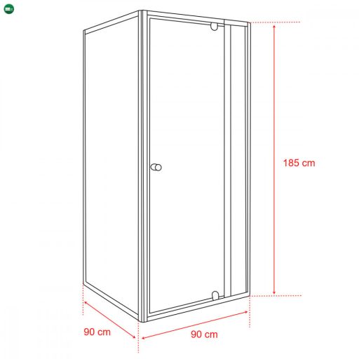Flexi 90x90 cm sarokba szerelhető szögletes zuhanykabin zuhanytálca nélkül