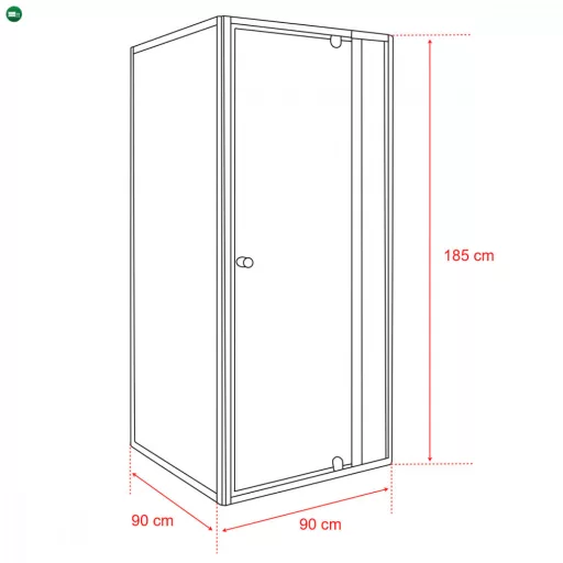 Flexi 90x90 cm sarokba szerelhető szögletes zuhanykabin zuhanytálca nélkül