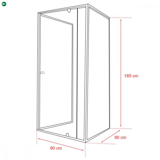 Flexi 90x90 cm falsíkra szerelhető szögletes zuhanykabin zuhanytálca nélkül