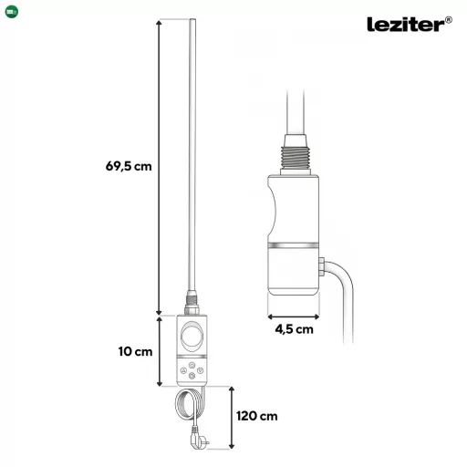 Elektromos fűtőpatron törölközőszárító radiátorhoz digitális hőfokszabályozóval 800W fehér