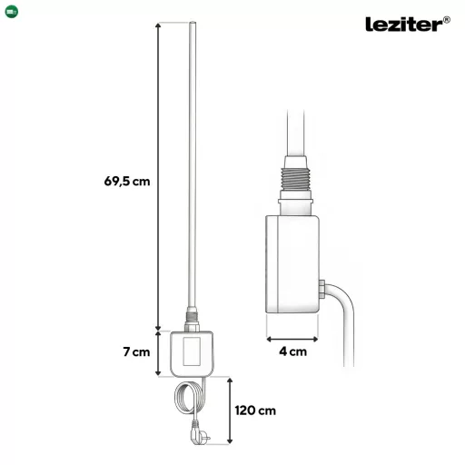 Wifi-s fűtőpatron törölközőszárító radiátorhoz digitális hőfokszabályozóval 800W fekete