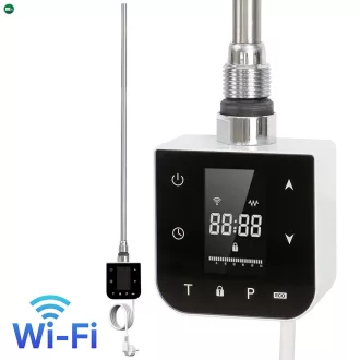   Wifi-s fűtőpatron törölközőszárító radiátorhoz digitális hőfokszabályozóval 800W fehér