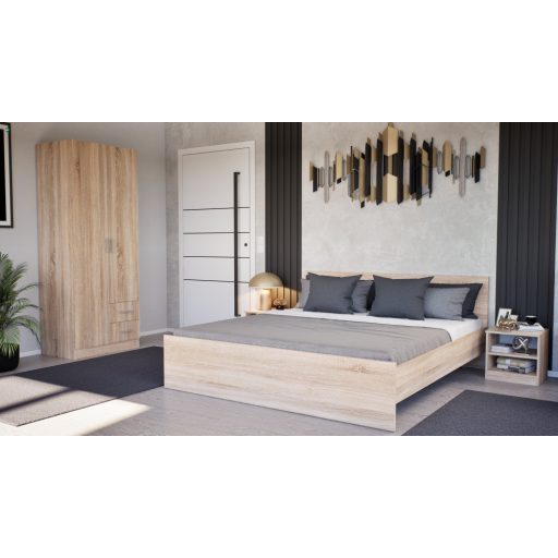 Miami franciaágy ágyneműtartó nélkül 180x200 cm sonoma tölgy-sonoma tölgy