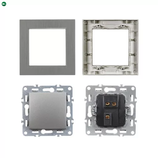 Nova váltókapcsoló 106 szürke szálcsiszolt kerettel