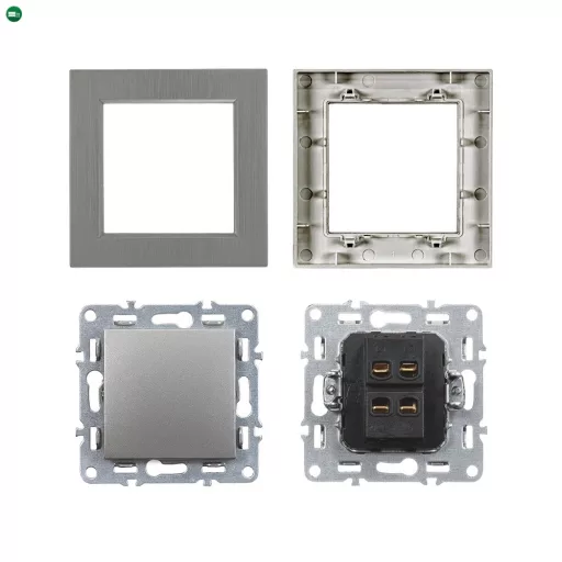 Nova kereszt kapcsoló 107 szürke szálcsiszolt kerettel