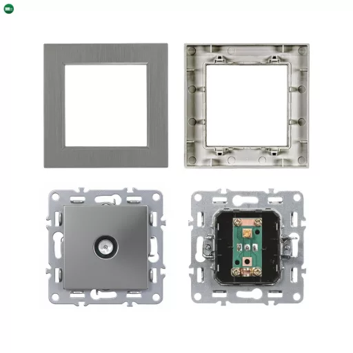 Nova TV csatlakozóaljzat szürke szálcsiszolt kerettel