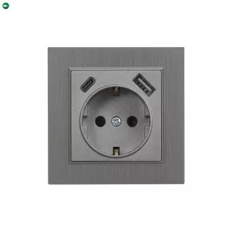   Nova csatlakozóaljzat USB csatlakozóval szürke szálcsiszolt kerettel