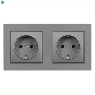 Nova kettős dugalj szürke szálcsiszolt kerettel