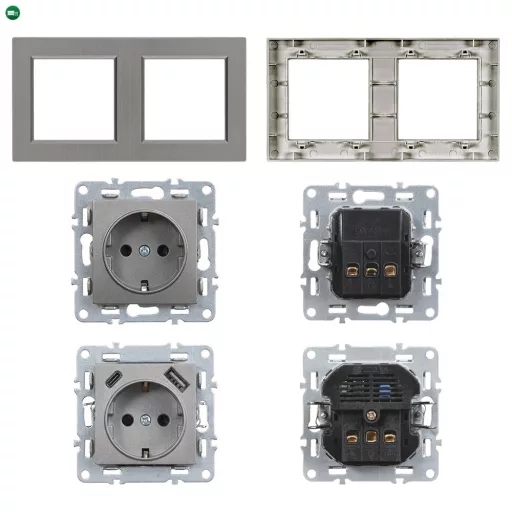Nova dugalj USB csatlakozóval szürke szálcsiszolt kerettel