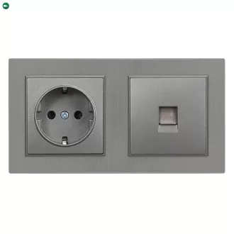   Nova dugalj 16A 250V UTP csatlakozóval szürke szálcsiszolt kerettel