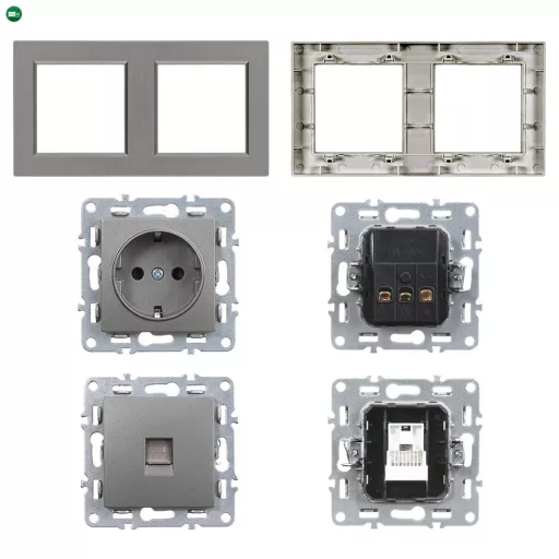 Nova dugalj 16A 250V UTP csatlakozóval szürke szálcsiszolt kerettel