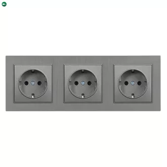 Nova III földelt dugalj  szürke szálcsiszolt kerettel