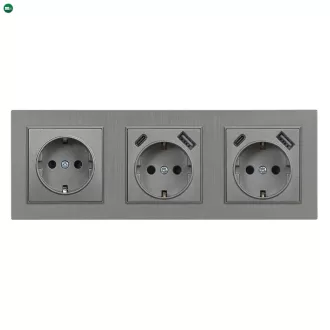   Nova III dugalj kettő USB csatlakozóval szürke szálcsiszolt kerettel