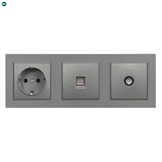   Nova dugalj, UTP, TV csatlakozóval szürke szálcsiszolt kerettel