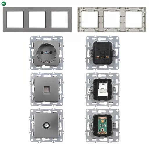 Nova dugalj, UTP, TV csatlakozóval szürke szálcsiszolt kerettel
