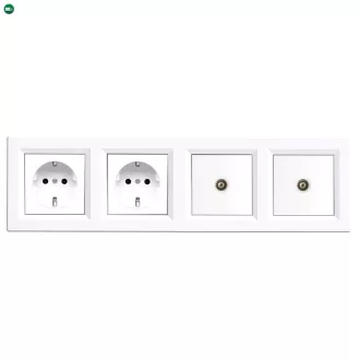   Nova IV kettő dugalj kettő TV csatlakozóval fehér kerettel