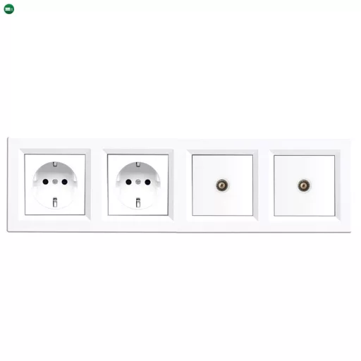 Nova IV kettő dugalj kettő TV csatlakozóval fehér kerettel