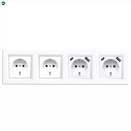 Nova IV kettő dugalj kettő USB csatlakozóval fehér kerettel