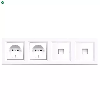   Nova IV kettő dugalj kettő UTP csatlakozóval fehér kerettel