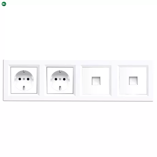 Nova IV kettő dugalj kettő UTP csatlakozóval fehér kerettel