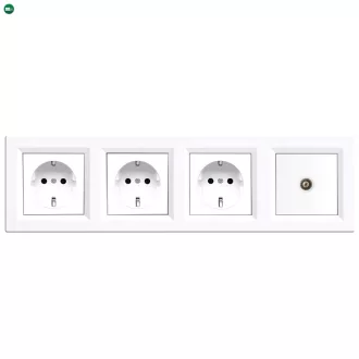 Nova IV három dugalj TV csatlakozóval fehér kerettel