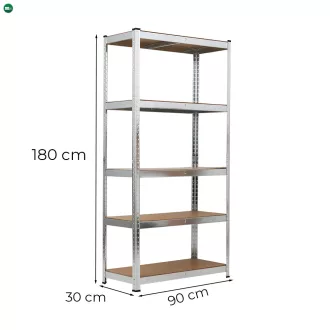 Nagy teherbírású polc 180x90x30 cm 175 kg króm