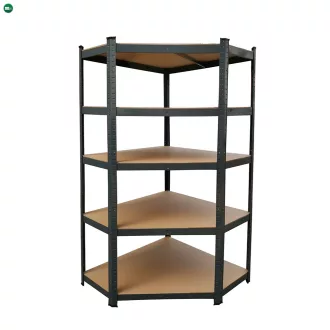 Nagy teherbírású sarokpolc 180x70x40-40 cm 175 kg fekete
