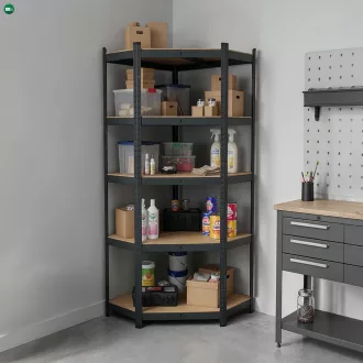 Nagy teherbírású sarokpolc 180x70x40-40 cm 175 kg fekete
