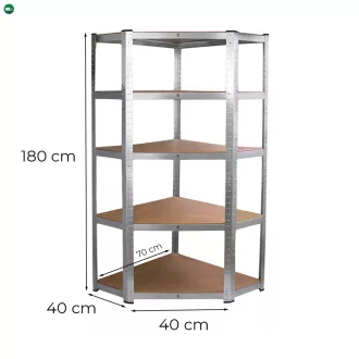 Nagy teherbírású sarokpolc 180x70x40-40 cm 175 kg króm