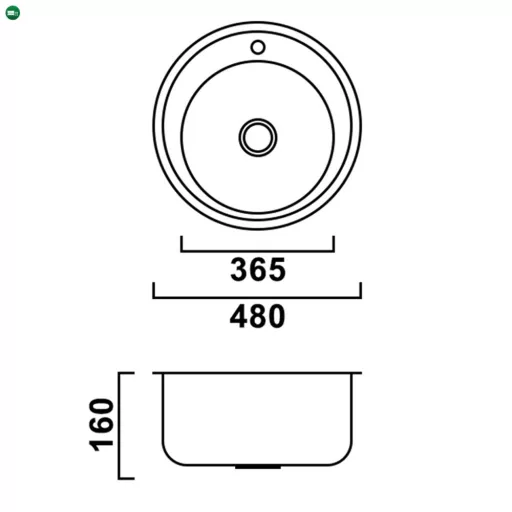 Teur kerek egy medencés rozsdamentes mosogató